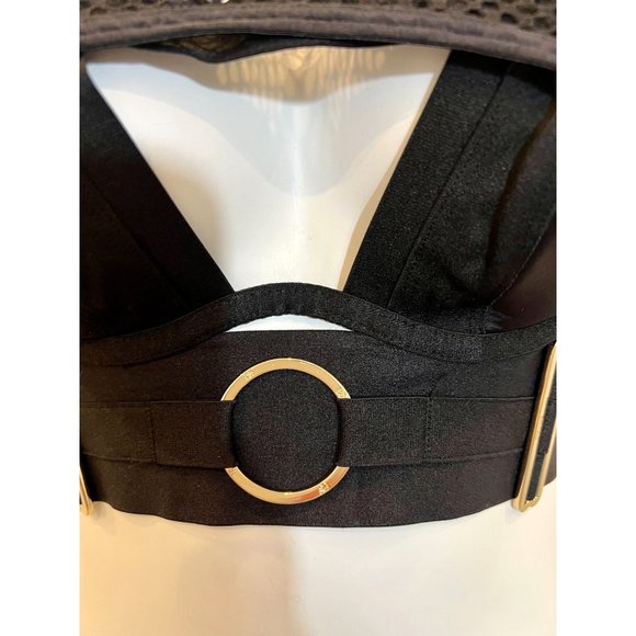 SOLD Rare Honey Birdette Fishnet Bra Gold Accent - 32A - Picture 3 of 9